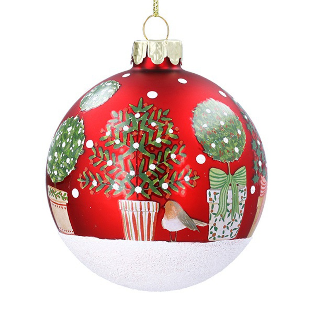 Glass Ball Red, Xmas Topiay 8cm *ETA Nov image 0